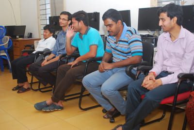 Students at computer training center